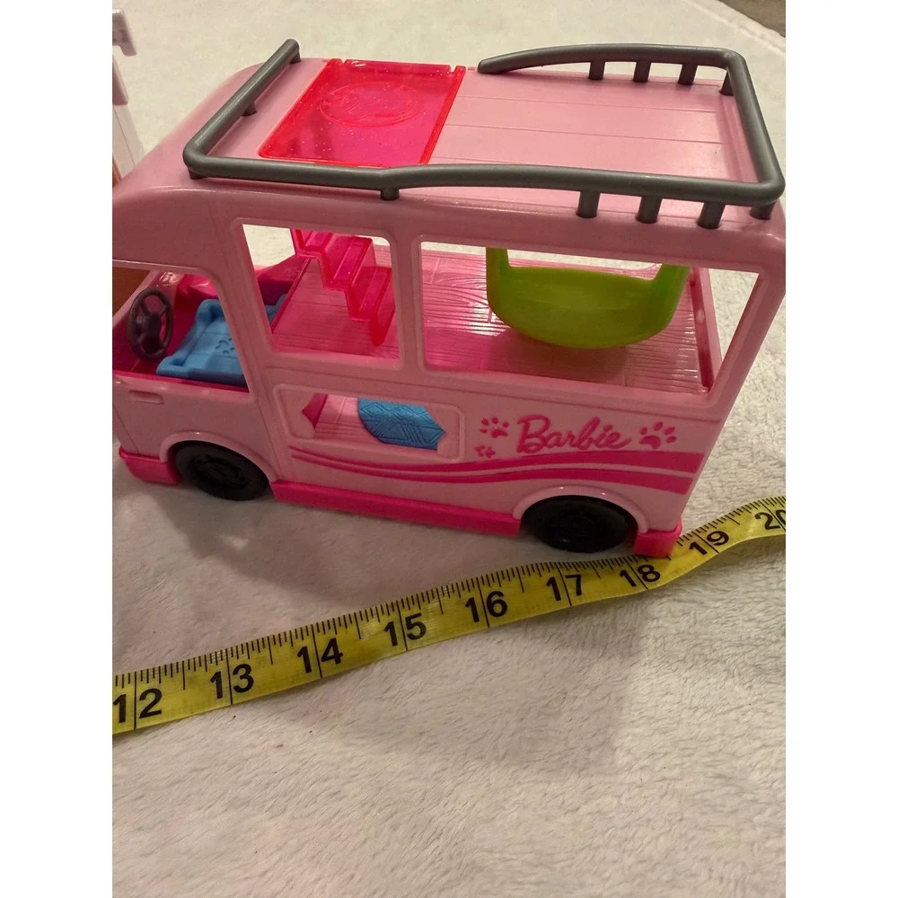 Barbie‎ Extra Tour Bus Pink Pet Camper and  Barbie Supermarket Playset Bundle